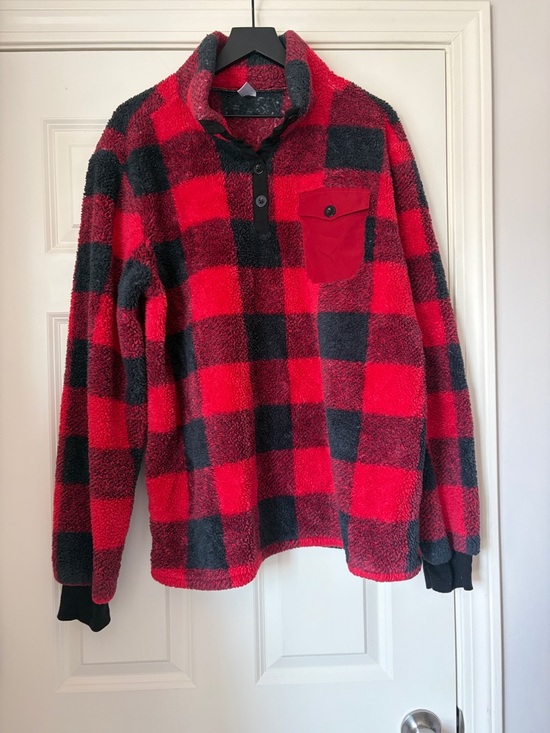 Other - Red and Black Plaid Sherpa Pullover